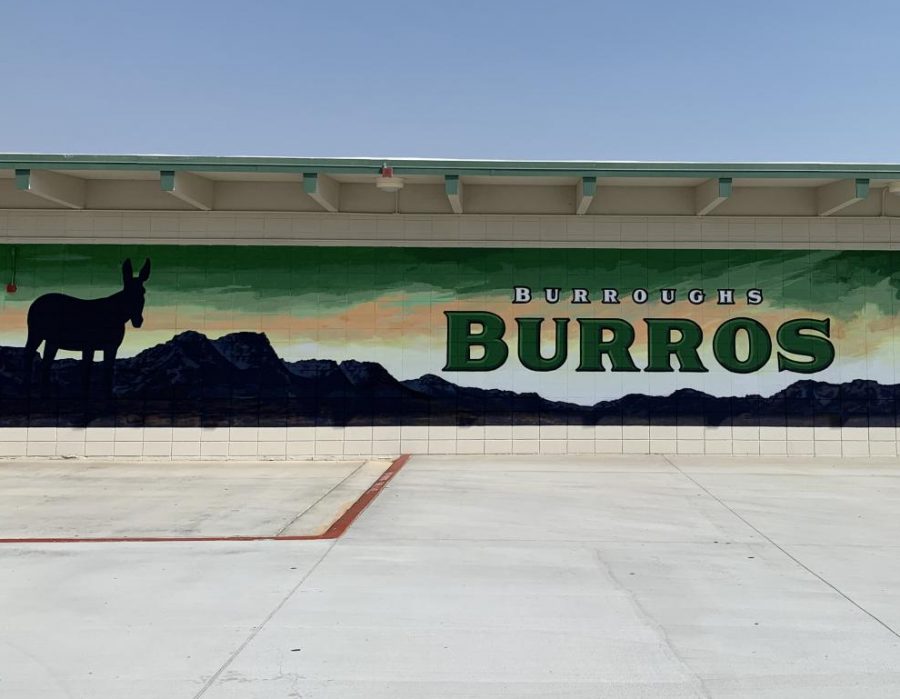 A burro mural is ready to welcome students back. 