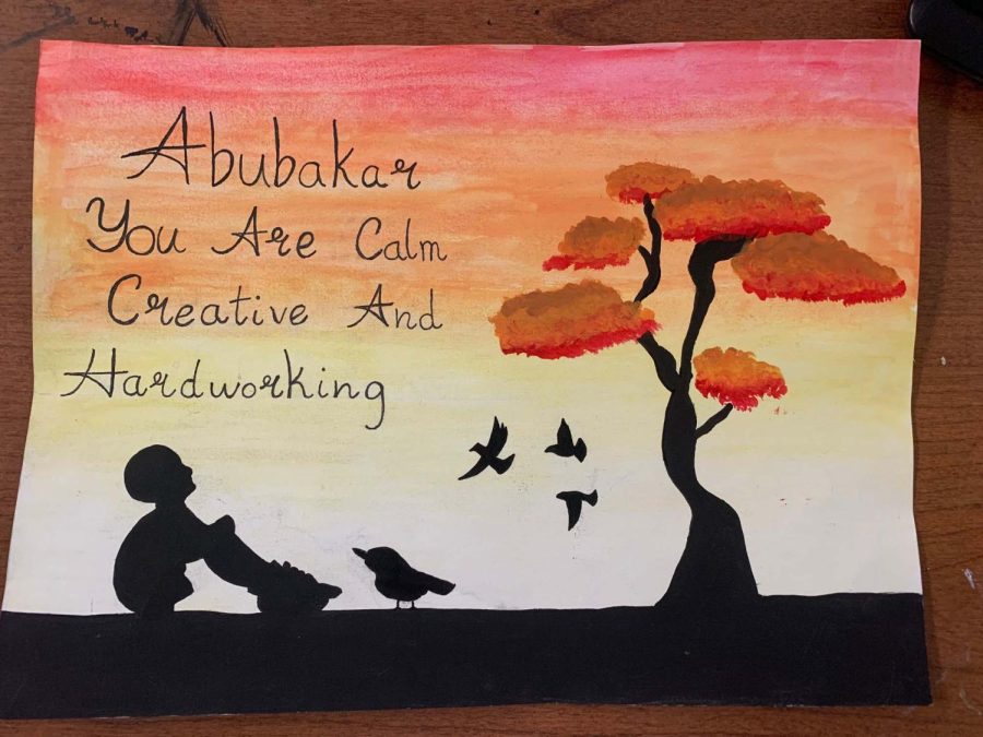 Artwork made by junior Leilani Berry for a child in Nigeria.