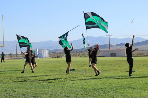 The BHS Colorguard practices earlier this fall.