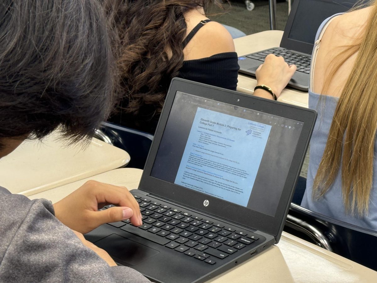 Senior Edmond Sandoval logs into CaliforniaColleges.edu to review his post-high school options. 