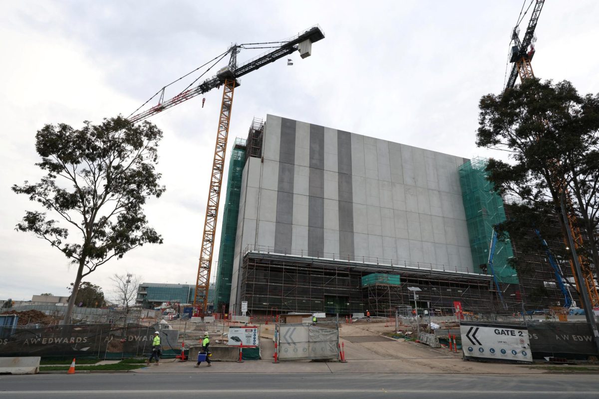 Cranes tower over the AirTrunk data centre that is under construction in Western Sydney, Australia, August 13, 2025. The new facility will deliver at least 320 megawatts of computing power. REUTERS/Hollie Adams