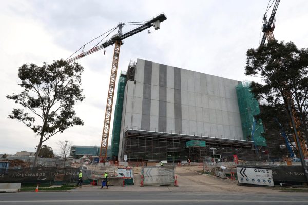 Cranes tower over the AirTrunk data centre that is under construction in Western Sydney, Australia, August 13, 2025. The new facility will deliver at least 320 megawatts of computing power. REUTERS/Hollie Adams