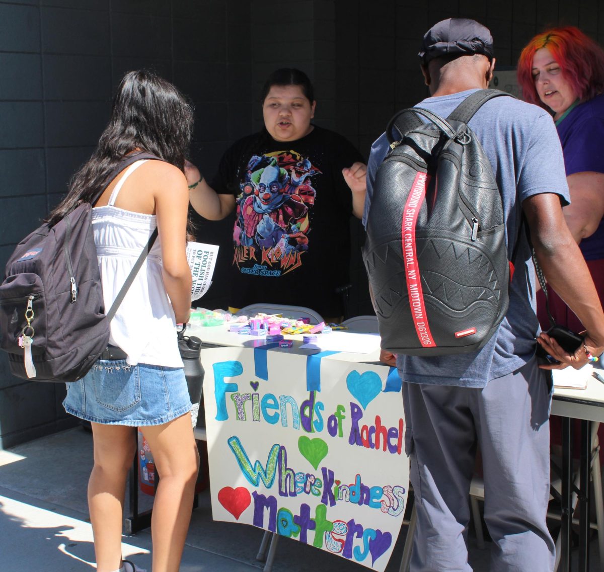 Senior Friends of Rachel member Irma Lopez and Club Advisor Mrs. Elan McDonald-Archer spread FOR's message that "Kindness Matters" during Club Day.