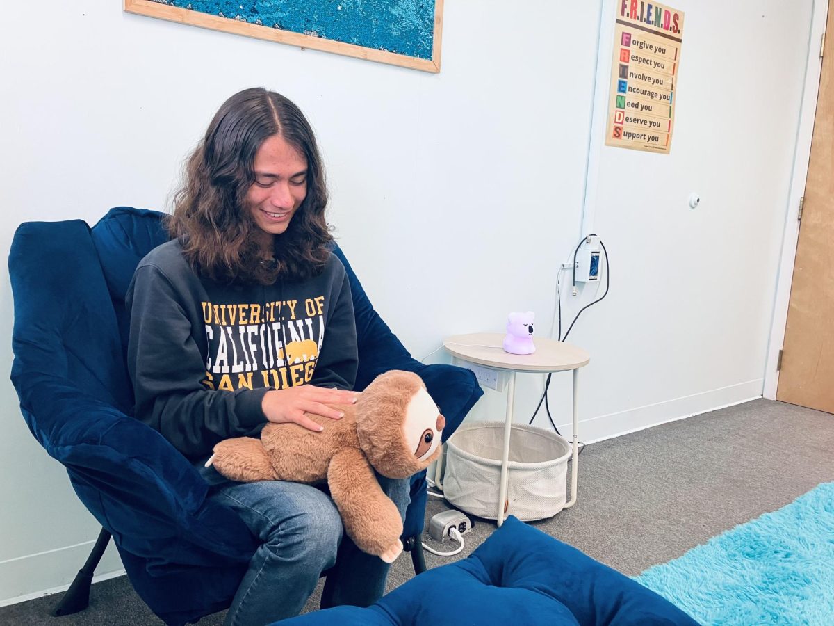 Jeremiah Tsang enjoys the comforting environment of the calming room.